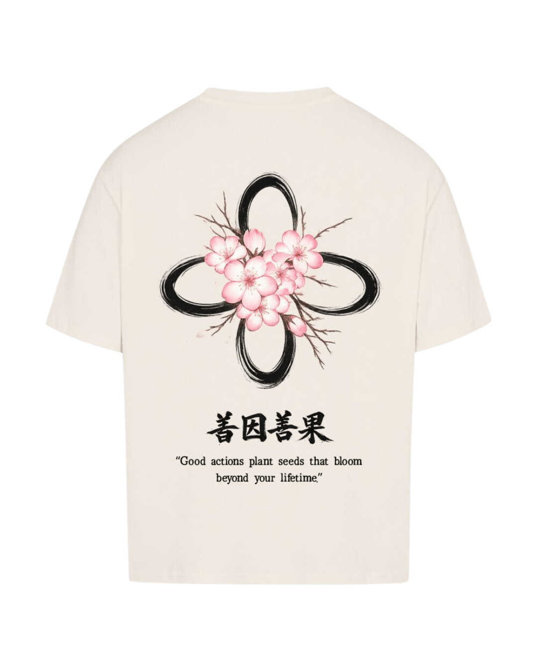 Beige Oversized Tee - Sakura - Destinée Clothing