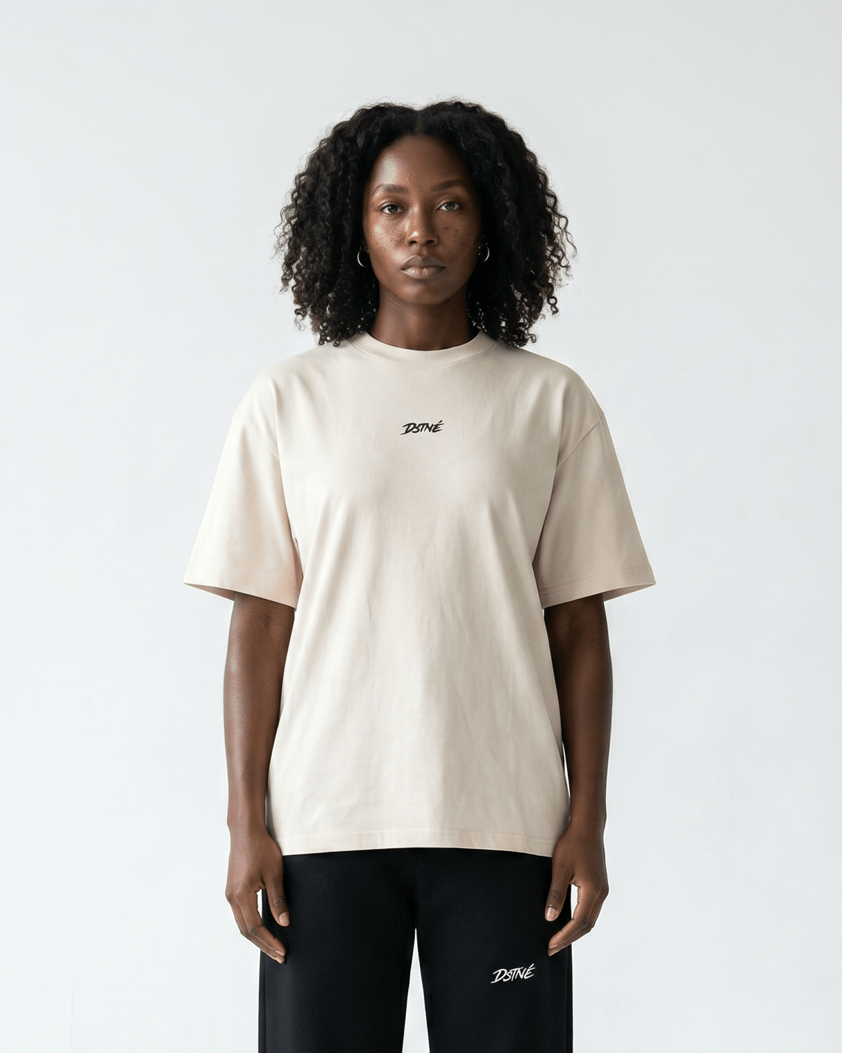 Beige Oversized Tee - Sakura - Destinée Clothing