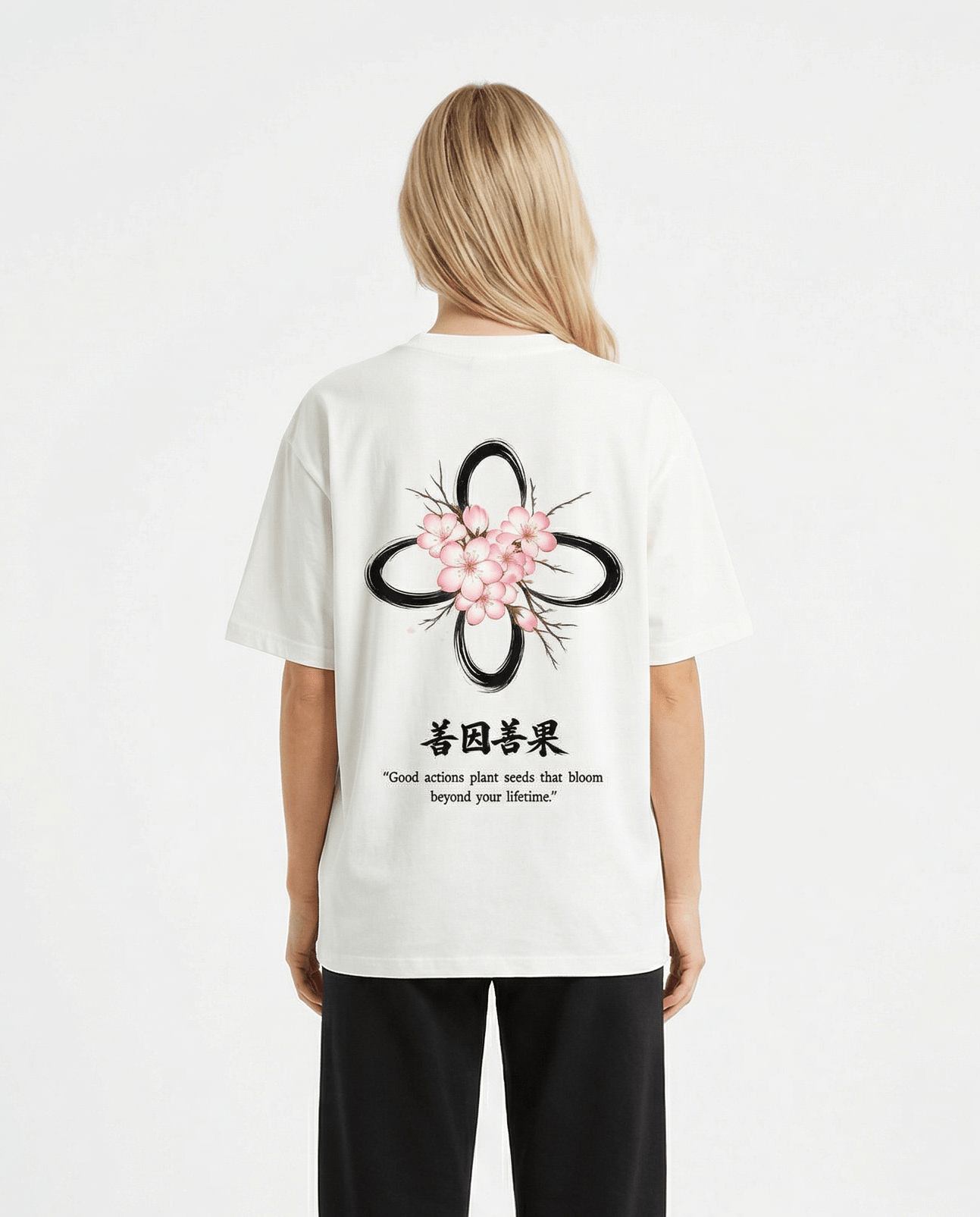 White Oversized Tee - Sakura - Destinée Clothing