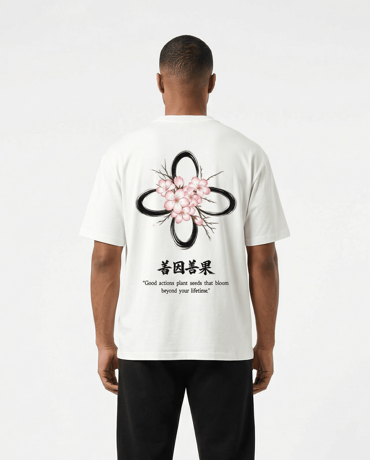 White Oversized Tee - Sakura - Destinée Clothing